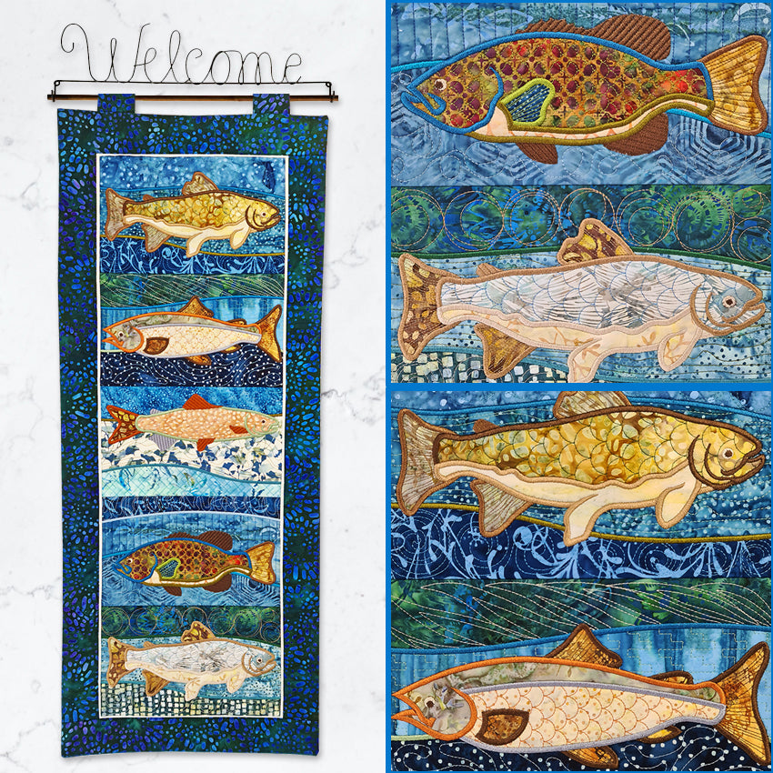 ITH Machine embroidery Design - Fish Hanger or Table Runner