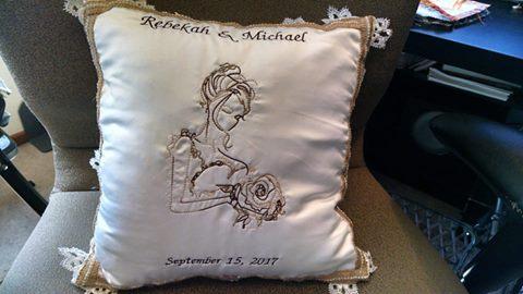 Lady With Bouquet Redwork Embroidery Design 5x7 6x10 and 7x12 - Sweet Pea Australia In the hoop machine embroidery designs. in the hoop project, in the hoop embroidery designs, craft in the hoop project, diy in the hoop project, diy craft in the hoop project, in the hoop embroidery patterns, design in the hoop patterns, embroidery designs for in the hoop embroidery projects, best in the hoop machine embroidery designs perfect for all hoops and embroidery machines