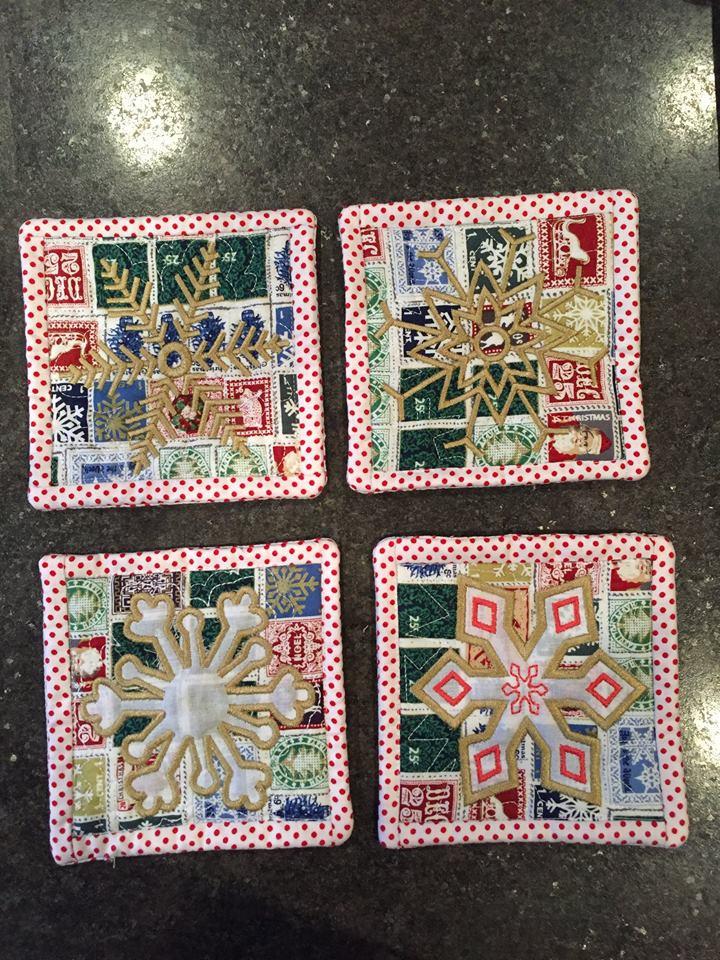 Snowflake Coasters 4x4 5x5 - Sweet Pea Australia In the hoop machine embroidery designs. in the hoop project, in the hoop embroidery designs, craft in the hoop project, diy in the hoop project, diy craft in the hoop project, in the hoop embroidery patterns, design in the hoop patterns, embroidery designs for in the hoop embroidery projects, best in the hoop machine embroidery designs perfect for all hoops and embroidery machines