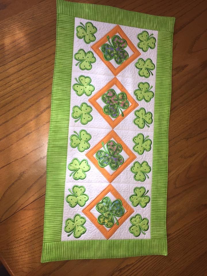 Shamrock Table Runner 5x7 6x10 8x12 - Sweet Pea Australia In the hoop machine embroidery designs. in the hoop project, in the hoop embroidery designs, craft in the hoop project, diy in the hoop project, diy craft in the hoop project, in the hoop embroidery patterns, design in the hoop patterns, embroidery designs for in the hoop embroidery projects, best in the hoop machine embroidery designs perfect for all hoops and embroidery machines