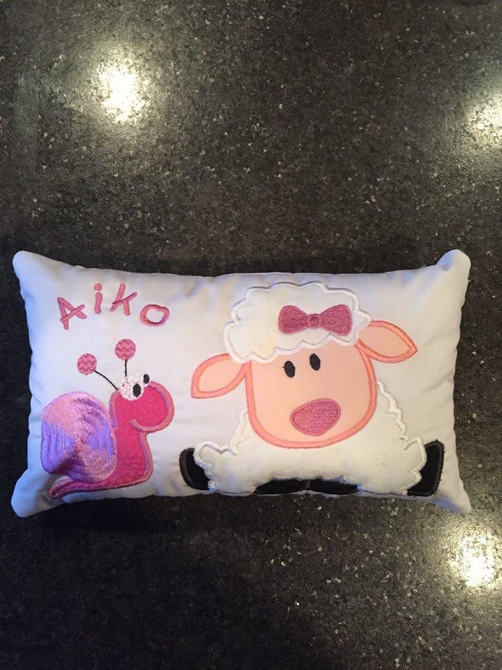 Baby pillow with Sheep and Snail 5x7 6x10 7x12 9.5x14 - Sweet Pea Australia In the hoop machine embroidery designs. in the hoop project, in the hoop embroidery designs, craft in the hoop project, diy in the hoop project, diy craft in the hoop project, in the hoop embroidery patterns, design in the hoop patterns, embroidery designs for in the hoop embroidery projects, best in the hoop machine embroidery designs perfect for all hoops and embroidery machines