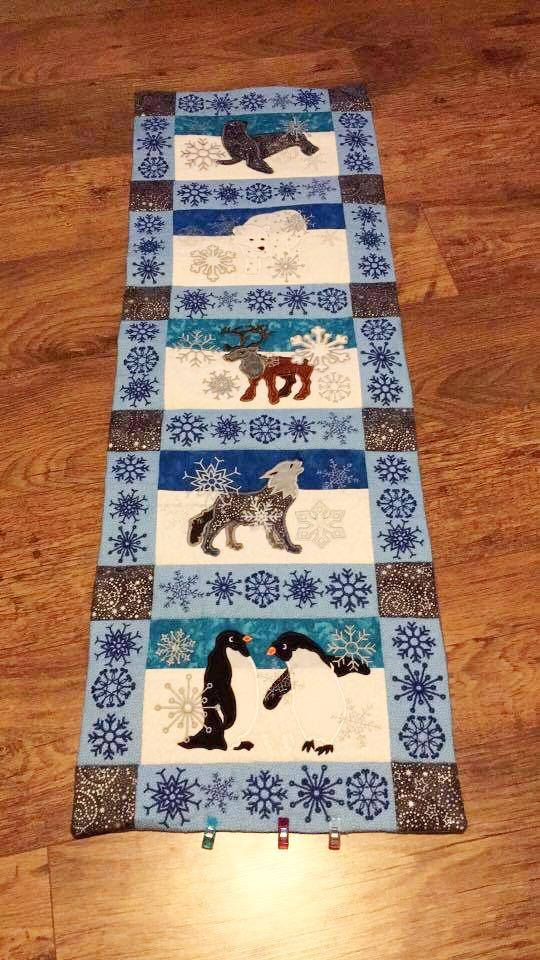 Snowflakes and Animals Quilt Block and Table Runner 6x10 8x12 - Sweet Pea Australia In the hoop machine embroidery designs. in the hoop project, in the hoop embroidery designs, craft in the hoop project, diy in the hoop project, diy craft in the hoop project, in the hoop embroidery patterns, design in the hoop patterns, embroidery designs for in the hoop embroidery projects, best in the hoop machine embroidery designs perfect for all hoops and embroidery machines