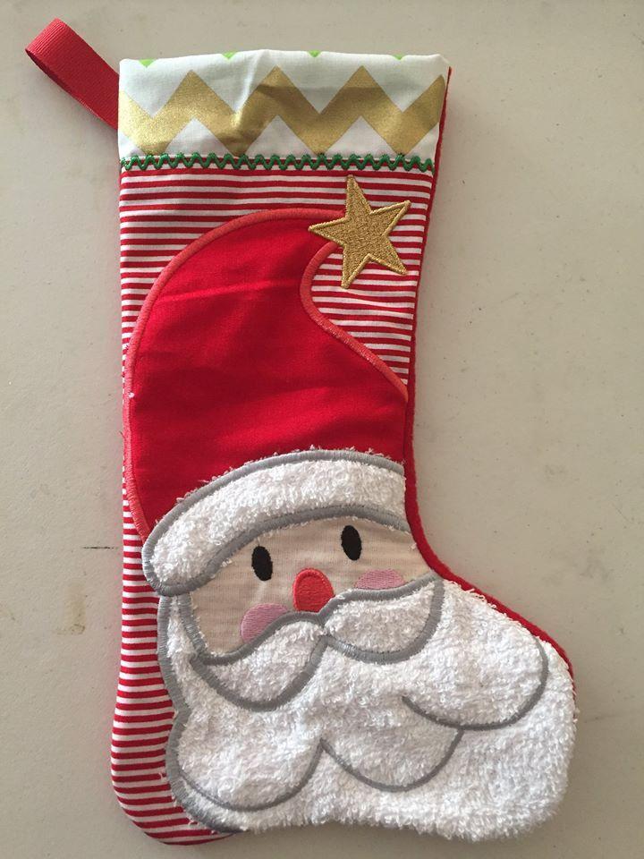 Christmas stocking Santa 6x10 7x12 and 9.5x14 - Sweet Pea Australia In the hoop machine embroidery designs. in the hoop project, in the hoop embroidery designs, craft in the hoop project, diy in the hoop project, diy craft in the hoop project, in the hoop embroidery patterns, design in the hoop patterns, embroidery designs for in the hoop embroidery projects, best in the hoop machine embroidery designs perfect for all hoops and embroidery machines