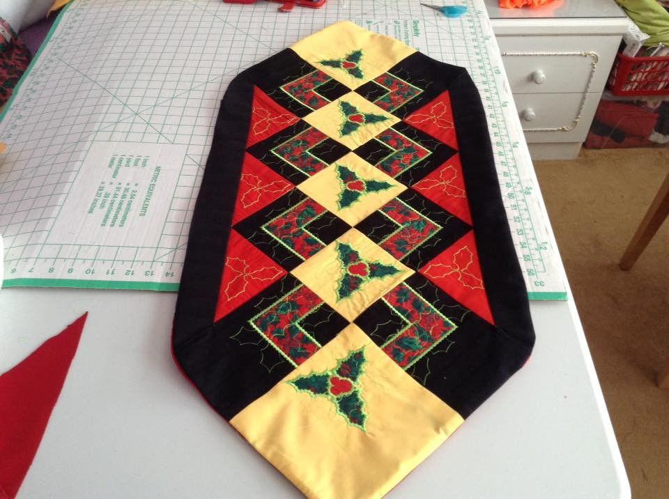 Christmas holly quilt block and table runner 4x4 5x5 6x6 hoop - Sweet Pea Australia In the hoop machine embroidery designs. in the hoop project, in the hoop embroidery designs, craft in the hoop project, diy in the hoop project, diy craft in the hoop project, in the hoop embroidery patterns, design in the hoop patterns, embroidery designs for in the hoop embroidery projects, best in the hoop machine embroidery designs perfect for all hoops and embroidery machines