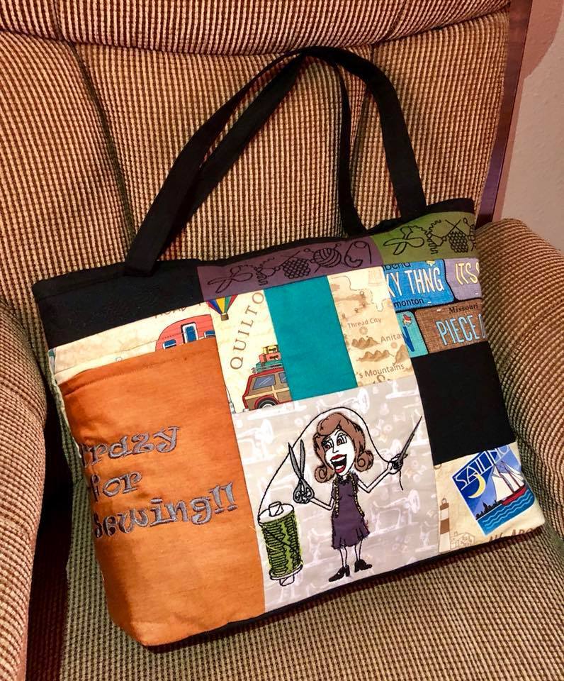 Crazy for sewing tote bag 6x10 - Sweet Pea Australia In the hoop machine embroidery designs. in the hoop project, in the hoop embroidery designs, craft in the hoop project, diy in the hoop project, diy craft in the hoop project, in the hoop embroidery patterns, design in the hoop patterns, embroidery designs for in the hoop embroidery projects, best in the hoop machine embroidery designs perfect for all hoops and embroidery machines