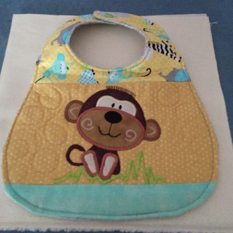 Monkey Bib 6x10 and 7x12 - Sweet Pea Australia In the hoop machine embroidery designs. in the hoop project, in the hoop embroidery designs, craft in the hoop project, diy in the hoop project, diy craft in the hoop project, in the hoop embroidery patterns, design in the hoop patterns, embroidery designs for in the hoop embroidery projects, best in the hoop machine embroidery designs perfect for all hoops and embroidery machines