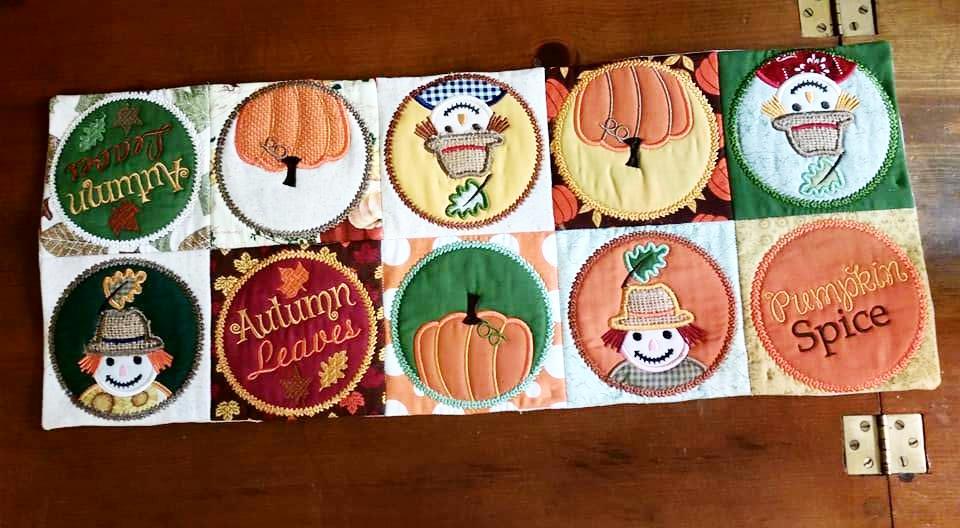 Scarecrow Placemat or Table Runner 4x4 5x5 - Sweet Pea Australia In the hoop machine embroidery designs. in the hoop project, in the hoop embroidery designs, craft in the hoop project, diy in the hoop project, diy craft in the hoop project, in the hoop embroidery patterns, design in the hoop patterns, embroidery designs for in the hoop embroidery projects, best in the hoop machine embroidery designs perfect for all hoops and embroidery machines