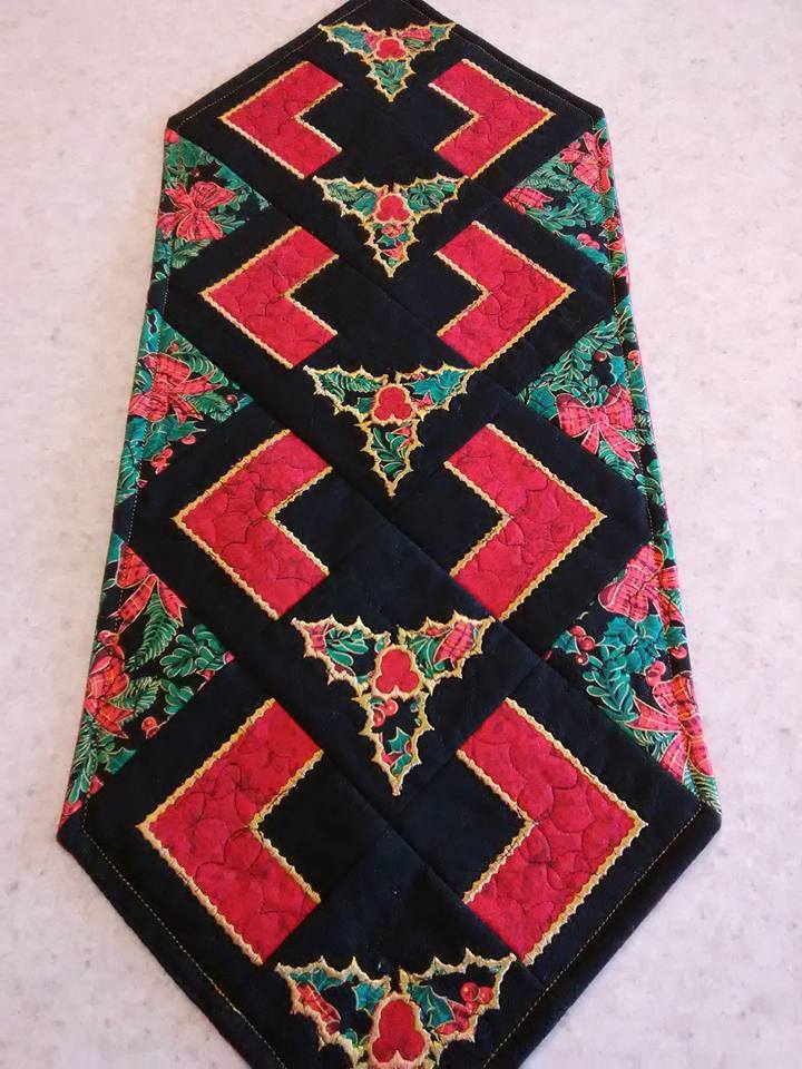 Christmas holly quilt block and table runner 4x4 5x5 6x6 hoop - Sweet Pea Australia In the hoop machine embroidery designs. in the hoop project, in the hoop embroidery designs, craft in the hoop project, diy in the hoop project, diy craft in the hoop project, in the hoop embroidery patterns, design in the hoop patterns, embroidery designs for in the hoop embroidery projects, best in the hoop machine embroidery designs perfect for all hoops and embroidery machines