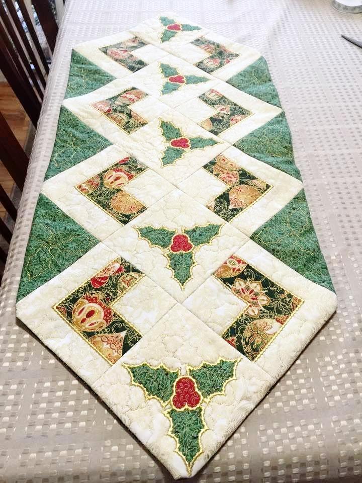 Christmas holly quilt block and table runner 4x4 5x5 6x6 hoop - Sweet Pea Australia In the hoop machine embroidery designs. in the hoop project, in the hoop embroidery designs, craft in the hoop project, diy in the hoop project, diy craft in the hoop project, in the hoop embroidery patterns, design in the hoop patterns, embroidery designs for in the hoop embroidery projects, best in the hoop machine embroidery designs perfect for all hoops and embroidery machines