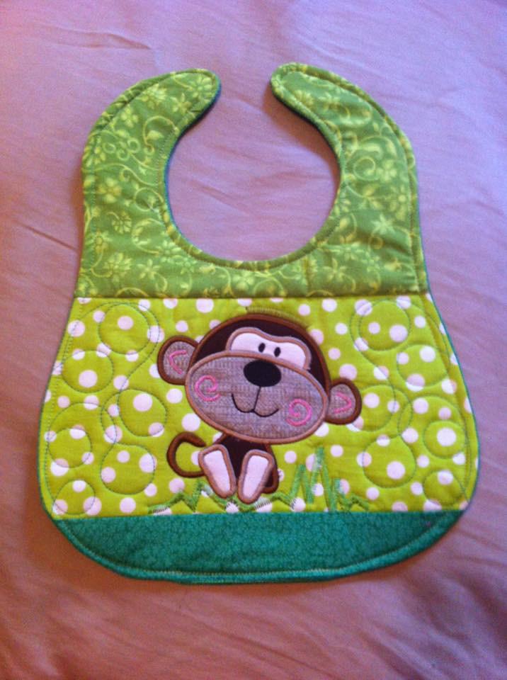 Monkey Bib 6x10 and 7x12 - Sweet Pea Australia In the hoop machine embroidery designs. in the hoop project, in the hoop embroidery designs, craft in the hoop project, diy in the hoop project, diy craft in the hoop project, in the hoop embroidery patterns, design in the hoop patterns, embroidery designs for in the hoop embroidery projects, best in the hoop machine embroidery designs perfect for all hoops and embroidery machines