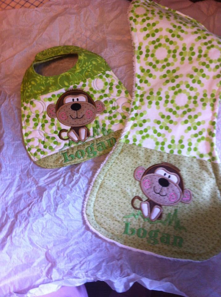 Monkey Bib 6x10 and 7x12 - Sweet Pea Australia In the hoop machine embroidery designs. in the hoop project, in the hoop embroidery designs, craft in the hoop project, diy in the hoop project, diy craft in the hoop project, in the hoop embroidery patterns, design in the hoop patterns, embroidery designs for in the hoop embroidery projects, best in the hoop machine embroidery designs perfect for all hoops and embroidery machines