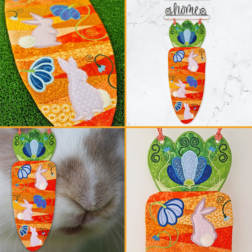 Carrot Wall Hanging/Table Runner 5x7 6x10 7x12 - Sweet Pea Australia In the hoop machine embroidery designs. in the hoop project, in the hoop embroidery designs, craft in the hoop project, diy in the hoop project, diy craft in the hoop project, in the hoop embroidery patterns, design in the hoop patterns, embroidery designs for in the hoop embroidery projects, best in the hoop machine embroidery designs perfect for all hoops and embroidery machines