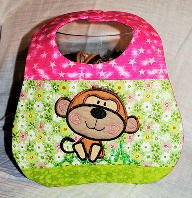 Monkey Bib 6x10 and 7x12 - Sweet Pea Australia In the hoop machine embroidery designs. in the hoop project, in the hoop embroidery designs, craft in the hoop project, diy in the hoop project, diy craft in the hoop project, in the hoop embroidery patterns, design in the hoop patterns, embroidery designs for in the hoop embroidery projects, best in the hoop machine embroidery designs perfect for all hoops and embroidery machines