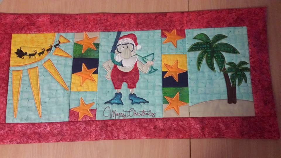 Summer Santa Table Runner 5x7 6x10 8x12 - Sweet Pea Australia In the hoop machine embroidery designs. in the hoop project, in the hoop embroidery designs, craft in the hoop project, diy in the hoop project, diy craft in the hoop project, in the hoop embroidery patterns, design in the hoop patterns, embroidery designs for in the hoop embroidery projects, best in the hoop machine embroidery designs perfect for all hoops and embroidery machines