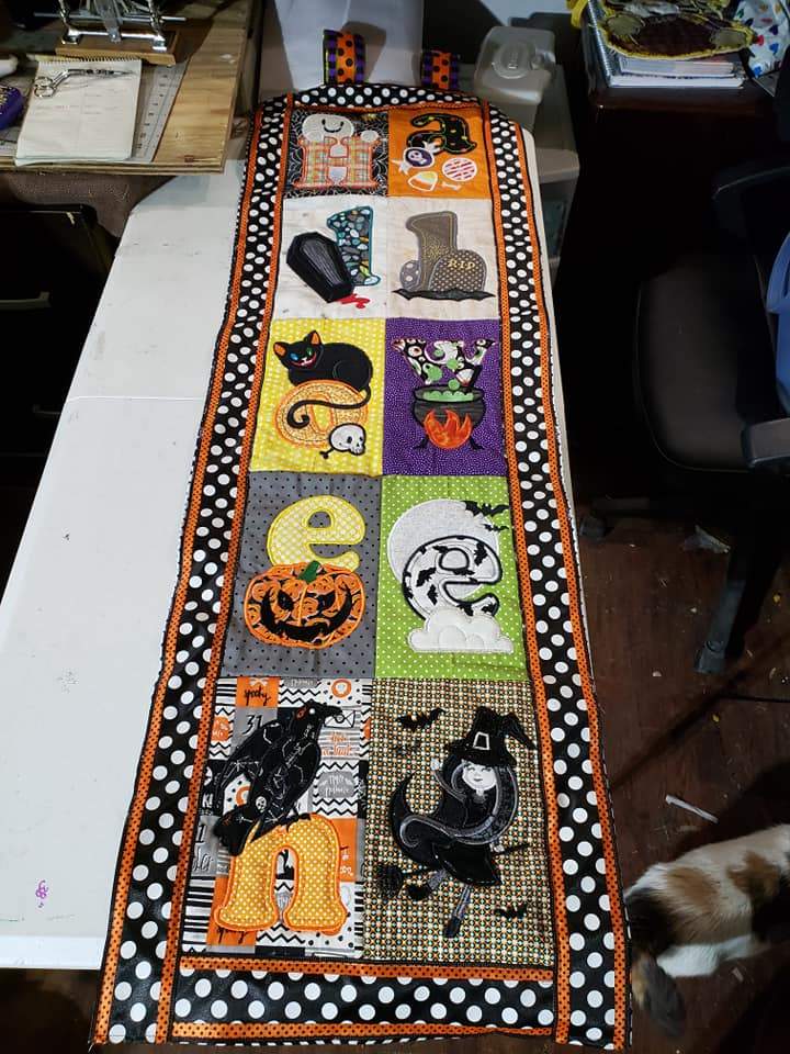 Halloween Flag or Table Runner 4x4 5x7 6x10 8x12 - Sweet Pea Australia In the hoop machine embroidery designs. in the hoop project, in the hoop embroidery designs, craft in the hoop project, diy in the hoop project, diy craft in the hoop project, in the hoop embroidery patterns, design in the hoop patterns, embroidery designs for in the hoop embroidery projects, best in the hoop machine embroidery designs perfect for all hoops and embroidery machines