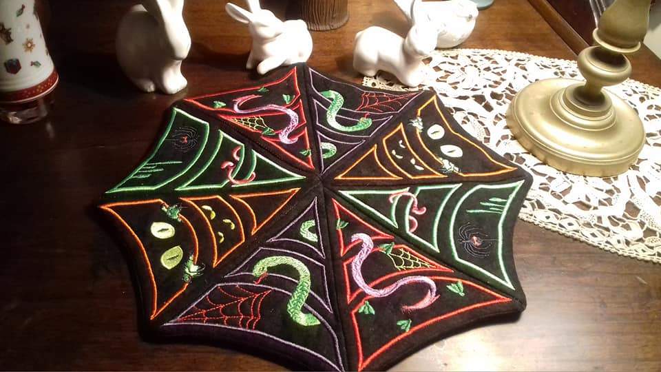 Spiders Web Table Centre 5x7 6x10 7x12 - Sweet Pea Australia In the hoop machine embroidery designs. in the hoop project, in the hoop embroidery designs, craft in the hoop project, diy in the hoop project, diy craft in the hoop project, in the hoop embroidery patterns, design in the hoop patterns, embroidery designs for in the hoop embroidery projects, best in the hoop machine embroidery designs perfect for all hoops and embroidery machines