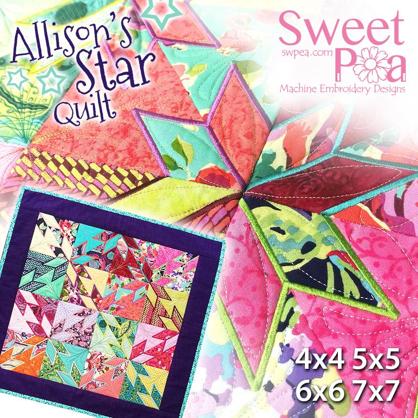 Allison's Star Blocks and Quilt 4x4 5x5 6x6 7x7 - Sweet Pea Australia In the hoop machine embroidery designs. in the hoop project, in the hoop embroidery designs, craft in the hoop project, diy in the hoop project, diy craft in the hoop project, in the hoop embroidery patterns, design in the hoop patterns, embroidery designs for in the hoop embroidery projects, best in the hoop machine embroidery designs perfect for all hoops and embroidery machines