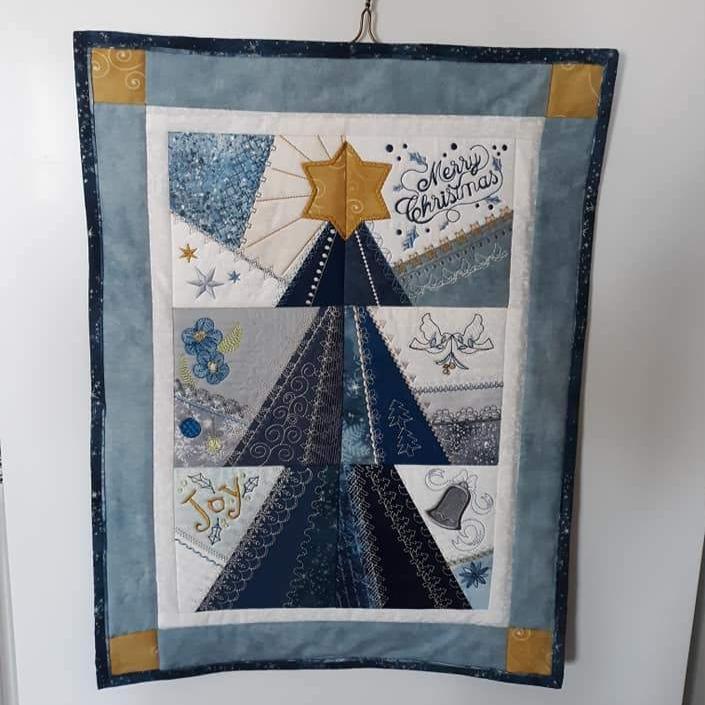 Patchwork Christmas Tree Wall Hanging / Runner 4x4 5x5 6x6 - Sweet Pea Australia In the hoop machine embroidery designs. in the hoop project, in the hoop embroidery designs, craft in the hoop project, diy in the hoop project, diy craft in the hoop project, in the hoop embroidery patterns, design in the hoop patterns, embroidery designs for in the hoop embroidery projects, best in the hoop machine embroidery designs perfect for all hoops and embroidery machines