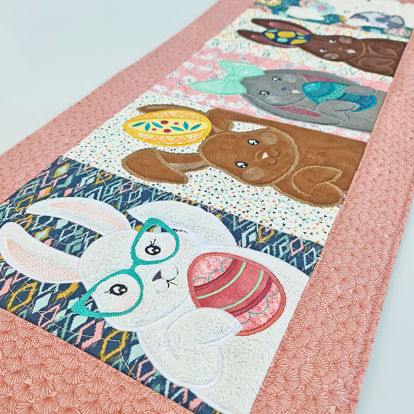 Easter Bunnies and Eggs Table Runner 5x7 6x10 8x12 - Sweet Pea Australia In the hoop machine embroidery designs. in the hoop project, in the hoop embroidery designs, craft in the hoop project, diy in the hoop project, diy craft in the hoop project, in the hoop embroidery patterns, design in the hoop patterns, embroidery designs for in the hoop embroidery projects, best in the hoop machine embroidery designs perfect for all hoops and embroidery machines