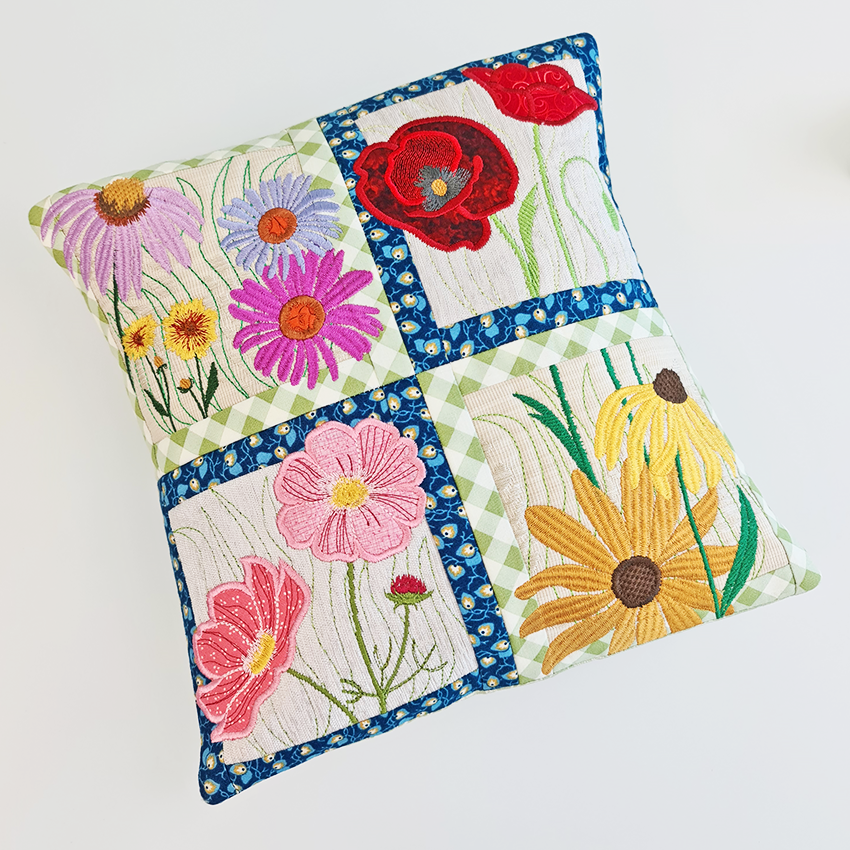 Wildflower Window Cushion 4x4 5x5 6x6 7x7 8x8 - Sweet Pea Australia In the hoop machine embroidery designs. in the hoop project, in the hoop embroidery designs, craft in the hoop project, diy in the hoop project, diy craft in the hoop project, in the hoop embroidery patterns, design in the hoop patterns, embroidery designs for in the hoop embroidery projects, best in the hoop machine embroidery designs perfect for all hoops and embroidery machines