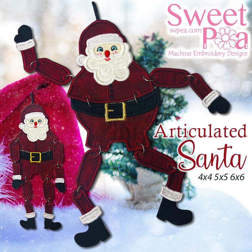 Articulated Santa 4x4 5x5 6x6 - Sweet Pea Australia In the hoop machine embroidery designs. in the hoop project, in the hoop embroidery designs, craft in the hoop project, diy in the hoop project, diy craft in the hoop project, in the hoop embroidery patterns, design in the hoop patterns, embroidery designs for in the hoop embroidery projects, best in the hoop machine embroidery designs perfect for all hoops and embroidery machines