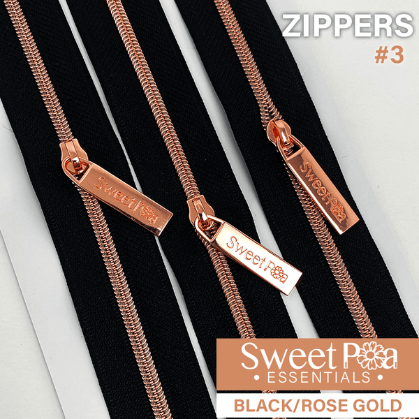 Sweet Pea #3 Zippers - BLACK/ROSE GOLD - Sweet Pea