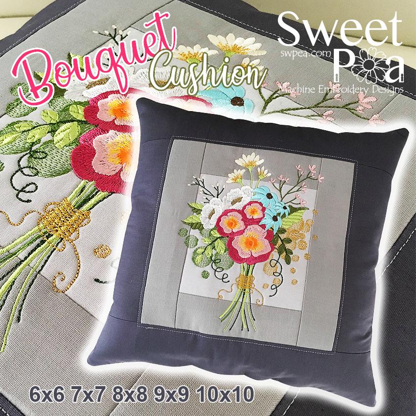 Bouquet Cushion 6x6 7x7 8x8 9x9 10x10 - Sweet Pea Australia In the hoop machine embroidery designs. in the hoop project, in the hoop embroidery designs, craft in the hoop project, diy in the hoop project, diy craft in the hoop project, in the hoop embroidery patterns, design in the hoop patterns, embroidery designs for in the hoop embroidery projects, best in the hoop machine embroidery designs perfect for all hoops and embroidery machines