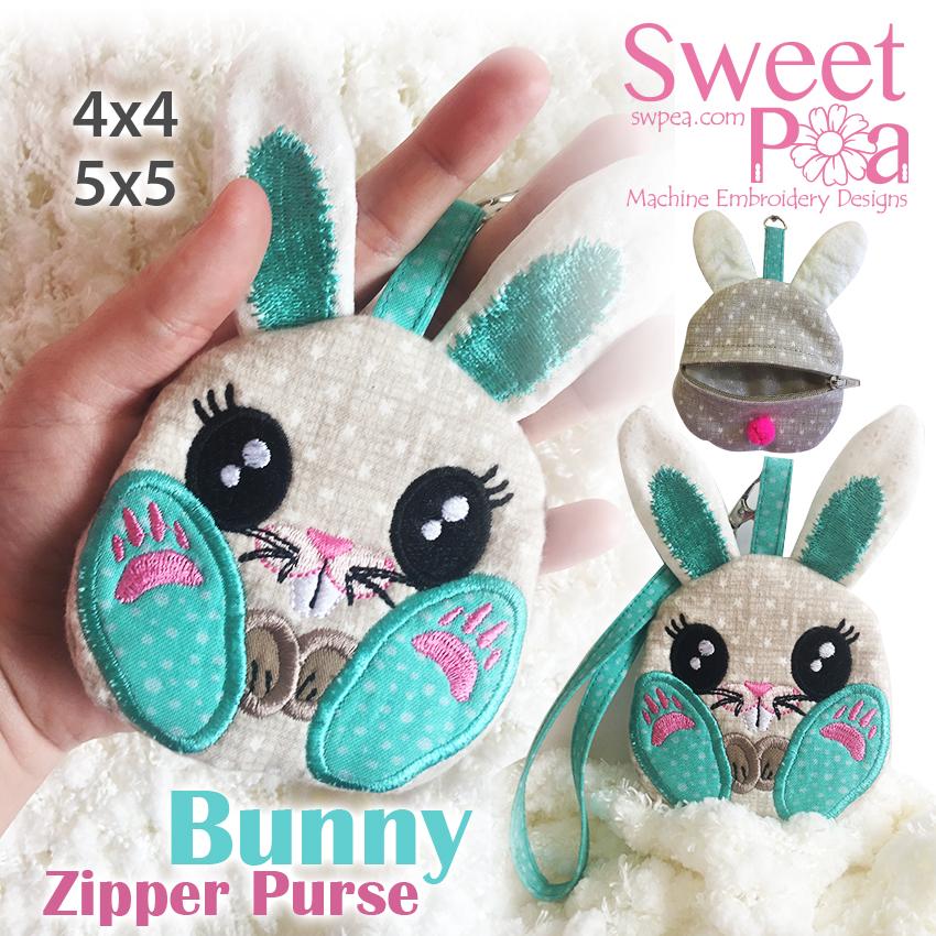 Bunny Zipper Purse 4x4 5x5 - Sweet Pea Australia In the hoop machine embroidery designs. in the hoop project, in the hoop embroidery designs, craft in the hoop project, diy in the hoop project, diy craft in the hoop project, in the hoop embroidery patterns, design in the hoop patterns, embroidery designs for in the hoop embroidery projects, best in the hoop machine embroidery designs perfect for all hoops and embroidery machines