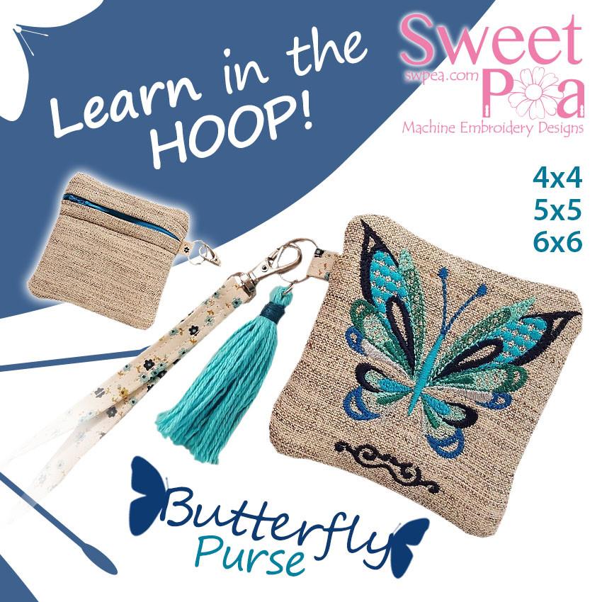 Butterfly Zipper Purse 4x4 5x5 6x6 - Sweet Pea Australia In the hoop machine embroidery designs. in the hoop project, in the hoop embroidery designs, craft in the hoop project, diy in the hoop project, diy craft in the hoop project, in the hoop embroidery patterns, design in the hoop patterns, embroidery designs for in the hoop embroidery projects, best in the hoop machine embroidery designs perfect for all hoops and embroidery machines