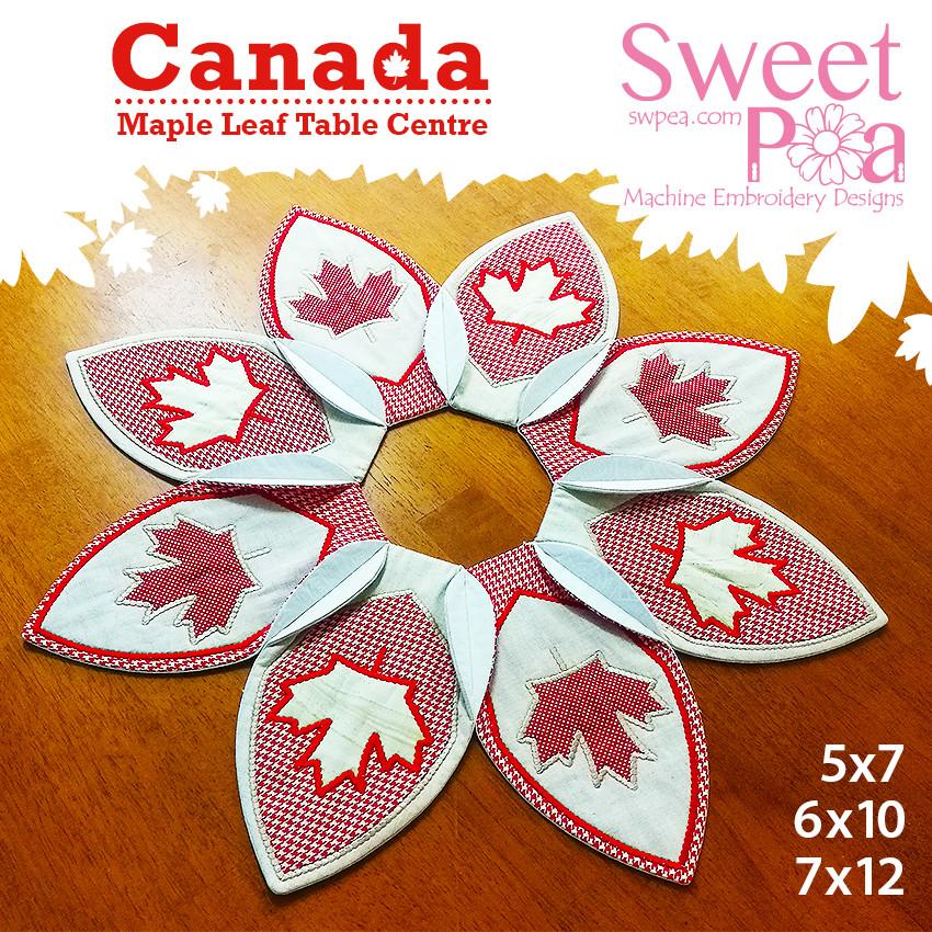 Canada maple leaf table centre 5x7 6x10 7x12 - Sweet Pea Australia In the hoop machine embroidery designs. in the hoop project, in the hoop embroidery designs, craft in the hoop project, diy in the hoop project, diy craft in the hoop project, in the hoop embroidery patterns, design in the hoop patterns, embroidery designs for in the hoop embroidery projects, best in the hoop machine embroidery designs perfect for all hoops and embroidery machines