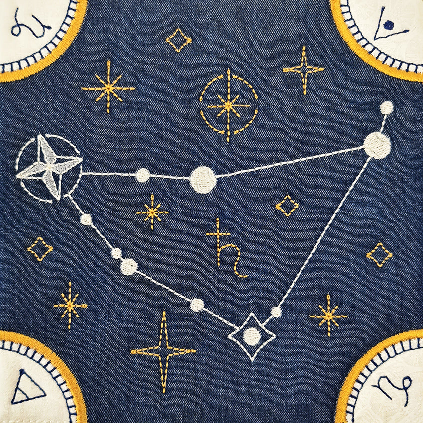 BOM Zodiac Quilt Block 10 - Capricorn - Sweet Pea Australia In the hoop machine embroidery designs. in the hoop project, in the hoop embroidery designs, craft in the hoop project, diy in the hoop project, diy craft in the hoop project, in the hoop embroidery patterns, design in the hoop patterns, embroidery designs for in the hoop embroidery projects, best in the hoop machine embroidery designs perfect for all hoops and embroidery machines