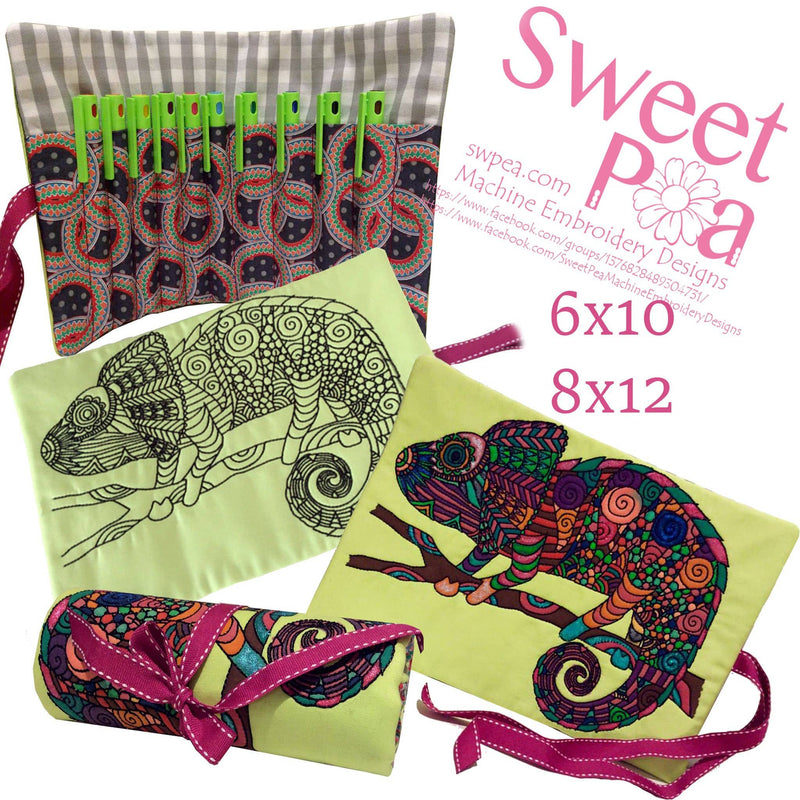Chameleon pen wrap in 6x10 and 8x12 - Sweet Pea