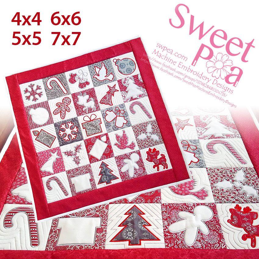 Christmas cookie cutter quilt 4x4 5x5 6x6 7x7 - Sweet Pea Australia In the hoop machine embroidery designs. in the hoop project, in the hoop embroidery designs, craft in the hoop project, diy in the hoop project, diy craft in the hoop project, in the hoop embroidery patterns, design in the hoop patterns, embroidery designs for in the hoop embroidery projects, best in the hoop machine embroidery designs perfect for all hoops and embroidery machines