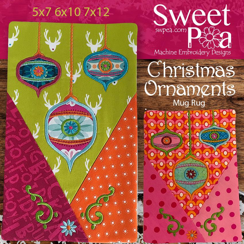 Christmas Ornament Mug Rug 5x7 6x10 7x12 - Sweet Pea Australia In the hoop machine embroidery designs. in the hoop project, in the hoop embroidery designs, craft in the hoop project, diy in the hoop project, diy craft in the hoop project, in the hoop embroidery patterns, design in the hoop patterns, embroidery designs for in the hoop embroidery projects, best in the hoop machine embroidery designs perfect for all hoops and embroidery machines