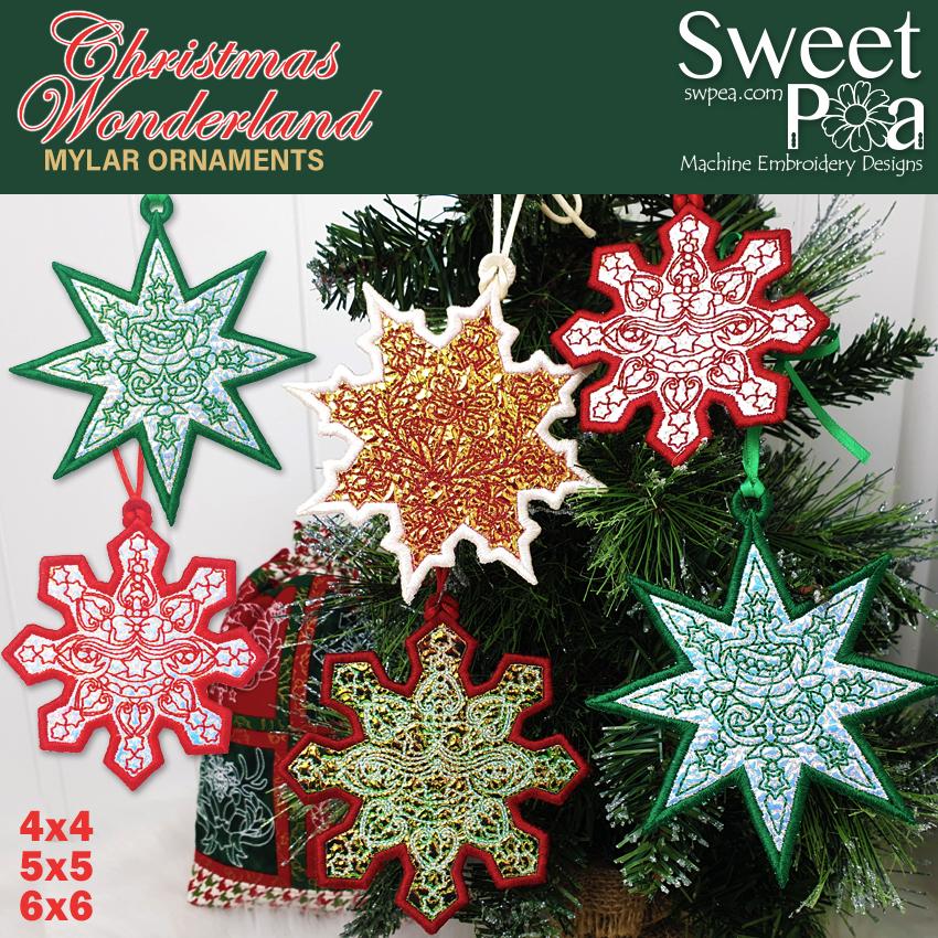 Christmas Wonderland Mylar Ornaments 4x4 5x5 6x6 - Sweet Pea Australia In the hoop machine embroidery designs. in the hoop project, in the hoop embroidery designs, craft in the hoop project, diy in the hoop project, diy craft in the hoop project, in the hoop embroidery patterns, design in the hoop patterns, embroidery designs for in the hoop embroidery projects, best in the hoop machine embroidery designs perfect for all hoops and embroidery machines