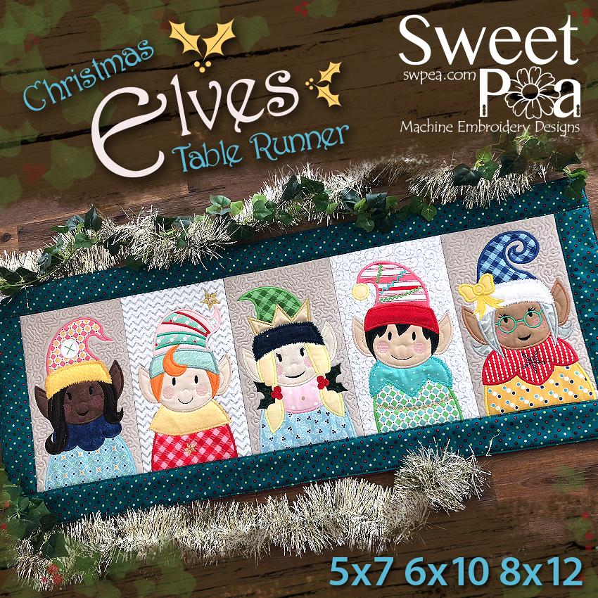 Christmas Elves Runner 5x7 6x10 8x12 - Sweet Pea Australia In the hoop machine embroidery designs. in the hoop project, in the hoop embroidery designs, craft in the hoop project, diy in the hoop project, diy craft in the hoop project, in the hoop embroidery patterns, design in the hoop patterns, embroidery designs for in the hoop embroidery projects, best in the hoop machine embroidery designs perfect for all hoops and embroidery machines