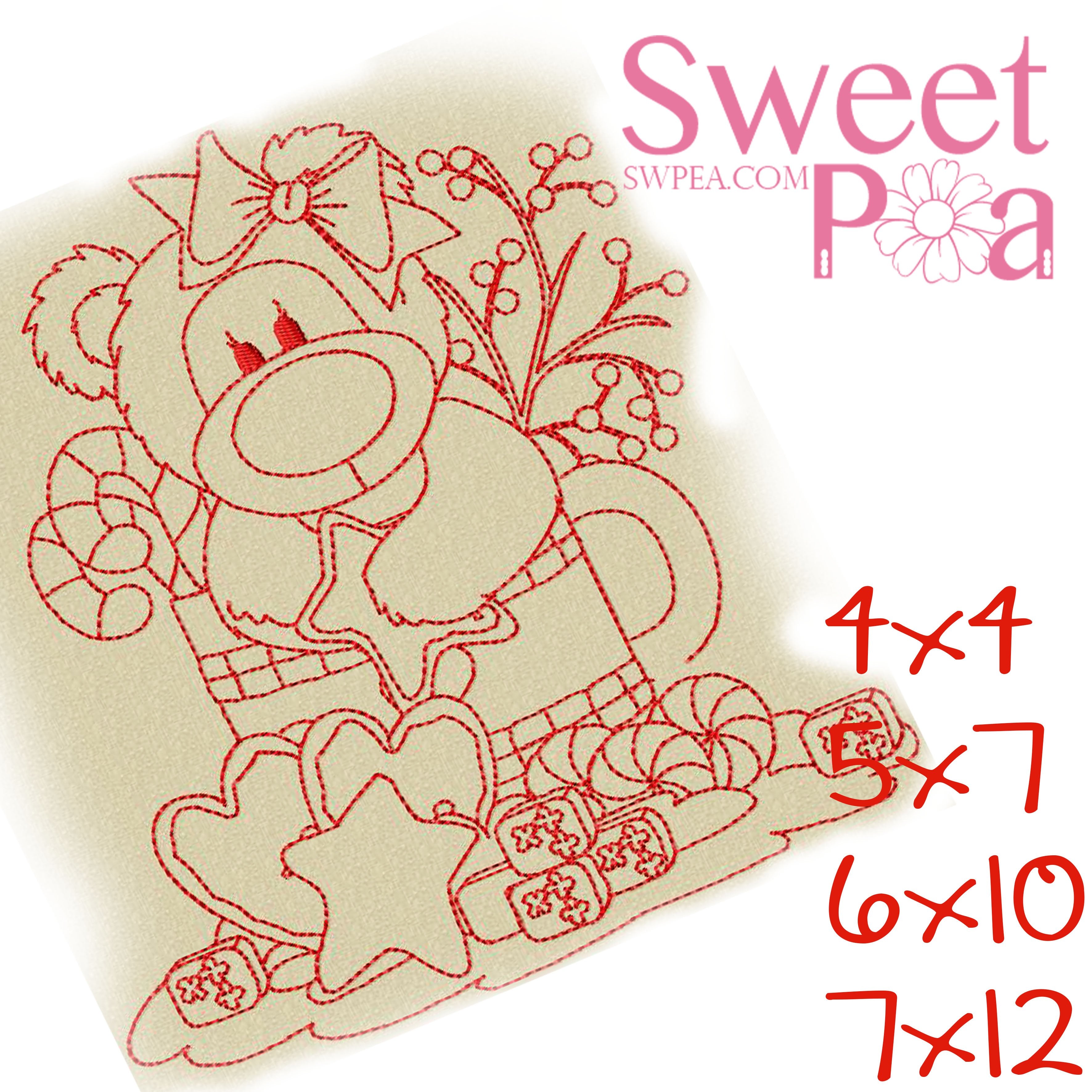 Redwork Christmas Bear Treats 4x4, 5x7, 6x10, 7x12 - Sweet Pea Australia In the hoop machine embroidery designs. in the hoop project, in the hoop embroidery designs, craft in the hoop project, diy in the hoop project, diy craft in the hoop project, in the hoop embroidery patterns, design in the hoop patterns, embroidery designs for in the hoop embroidery projects, best in the hoop machine embroidery designs perfect for all hoops and embroidery machines