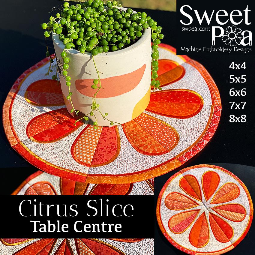 Citrus Slice Table Centre 4x4 5x5 6x6 7x7 8x8 - Sweet Pea Australia In the hoop machine embroidery designs. in the hoop project, in the hoop embroidery designs, craft in the hoop project, diy in the hoop project, diy craft in the hoop project, in the hoop embroidery patterns, design in the hoop patterns, embroidery designs for in the hoop embroidery projects, best in the hoop machine embroidery designs perfect for all hoops and embroidery machines