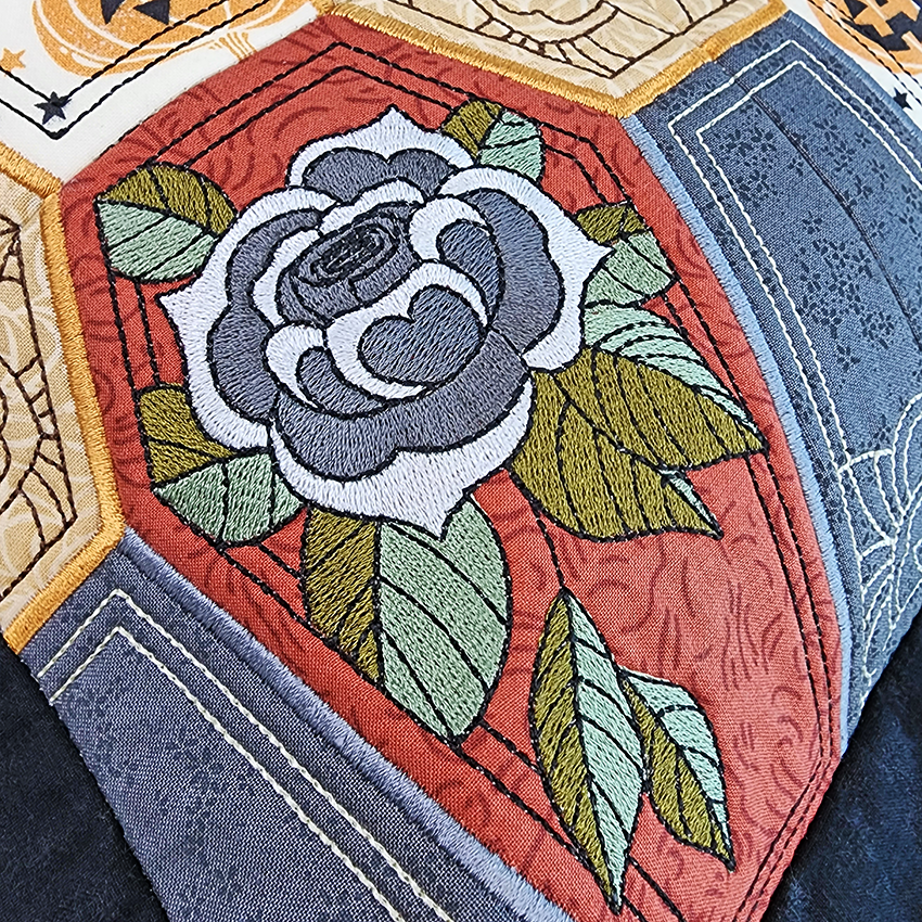 Roses & Caskets Cushion 4x4 5x5 6x6 7x7 8x8 In the hoop machine embroidery designs