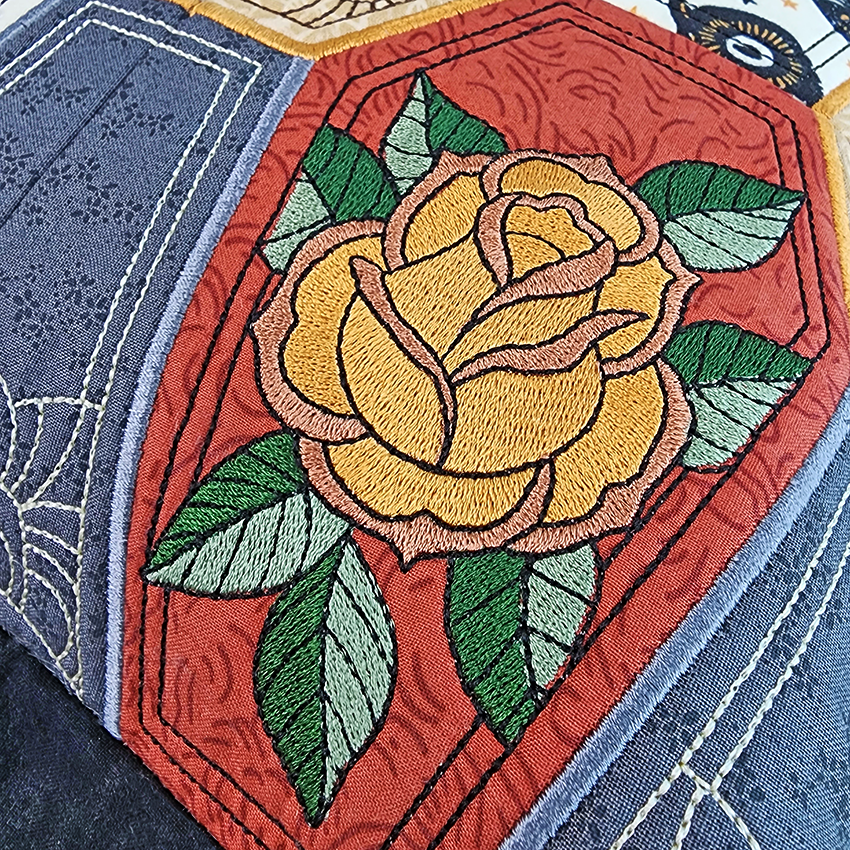 Roses & Caskets Cushion 4x4 5x5 6x6 7x7 8x8 In the hoop machine embroidery designs