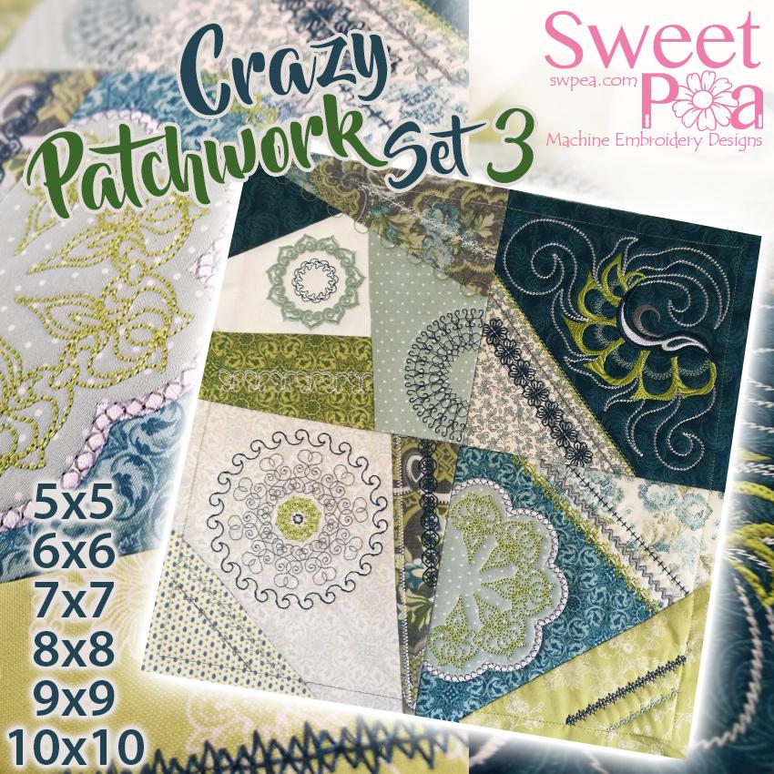 Crazy patchwork quilt blocks set 3 5x5 6x6 7x7 8x8 9x9 10x10 - Sweet Pea Australia In the hoop machine embroidery designs. in the hoop project, in the hoop embroidery designs, craft in the hoop project, diy in the hoop project, diy craft in the hoop project, in the hoop embroidery patterns, design in the hoop patterns, embroidery designs for in the hoop embroidery projects, best in the hoop machine embroidery designs perfect for all hoops and embroidery machines