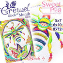 BOM Block of the month Crewel quilt block 4 - Sweet Pea
