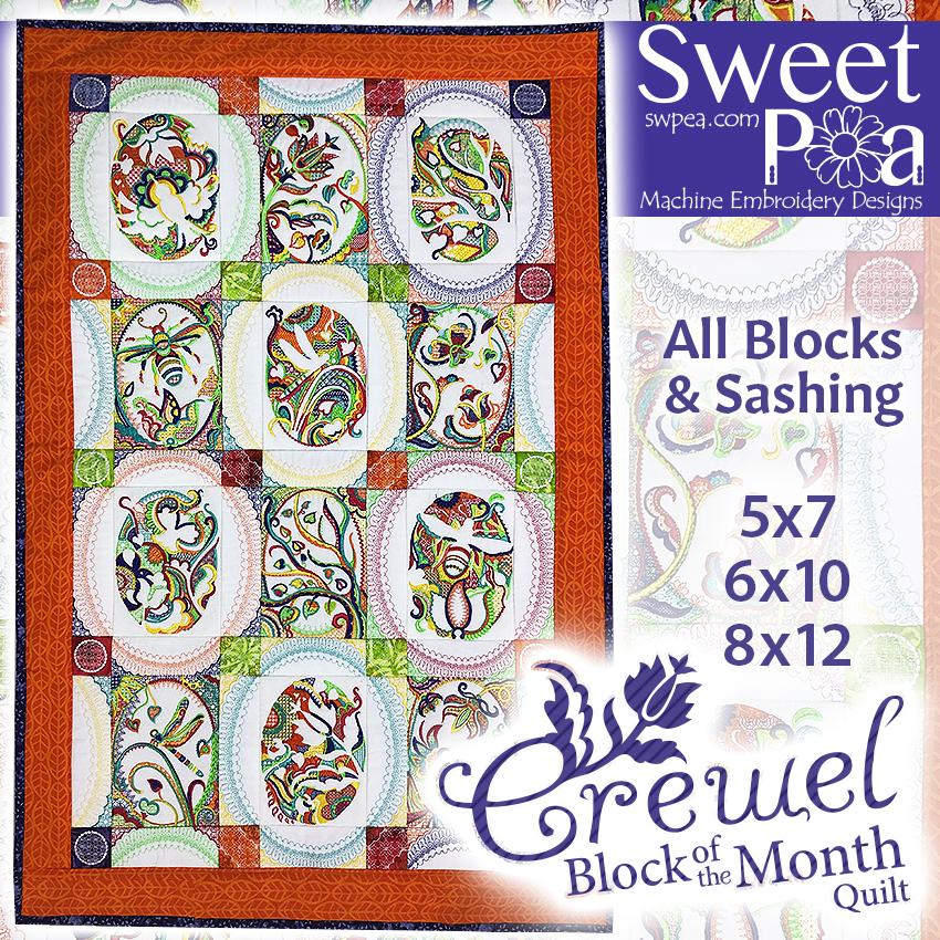 Bulk BOM Crewel quilt blocks 1 to 12 and Borders and Sashing - Sweet Pea Australia In the hoop machine embroidery designs. in the hoop project, in the hoop embroidery designs, craft in the hoop project, diy in the hoop project, diy craft in the hoop project, in the hoop embroidery patterns, design in the hoop patterns, embroidery designs for in the hoop embroidery projects, best in the hoop machine embroidery designs perfect for all hoops and embroidery machines