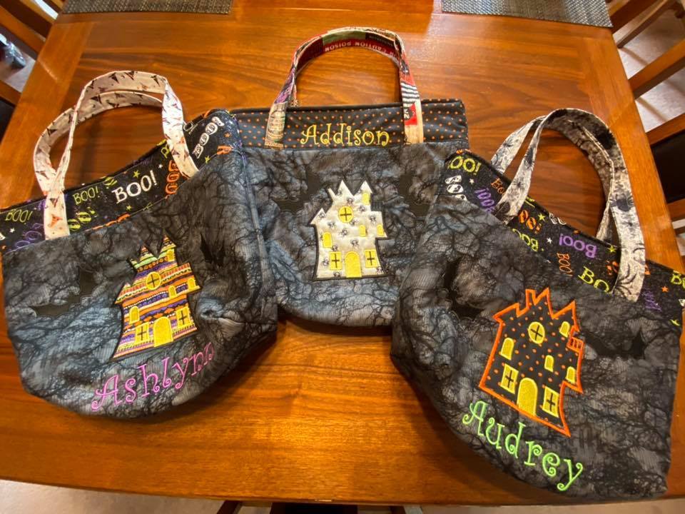 Spooky House Trick or Treat Tote Bag 5x7 - Sweet Pea Australia In the hoop machine embroidery designs. in the hoop project, in the hoop embroidery designs, craft in the hoop project, diy in the hoop project, diy craft in the hoop project, in the hoop embroidery patterns, design in the hoop patterns, embroidery designs for in the hoop embroidery projects, best in the hoop machine embroidery designs perfect for all hoops and embroidery machines