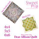 Dear Allison quilt block 216 in the 4x4 5x5 6x6 | Sweet Pea.