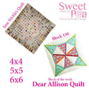 Dear Allison quilt block 130 and BONUS border block 129 in the 4x4 5x5 6x6 hoop machine embroidery design - Sweet Pea