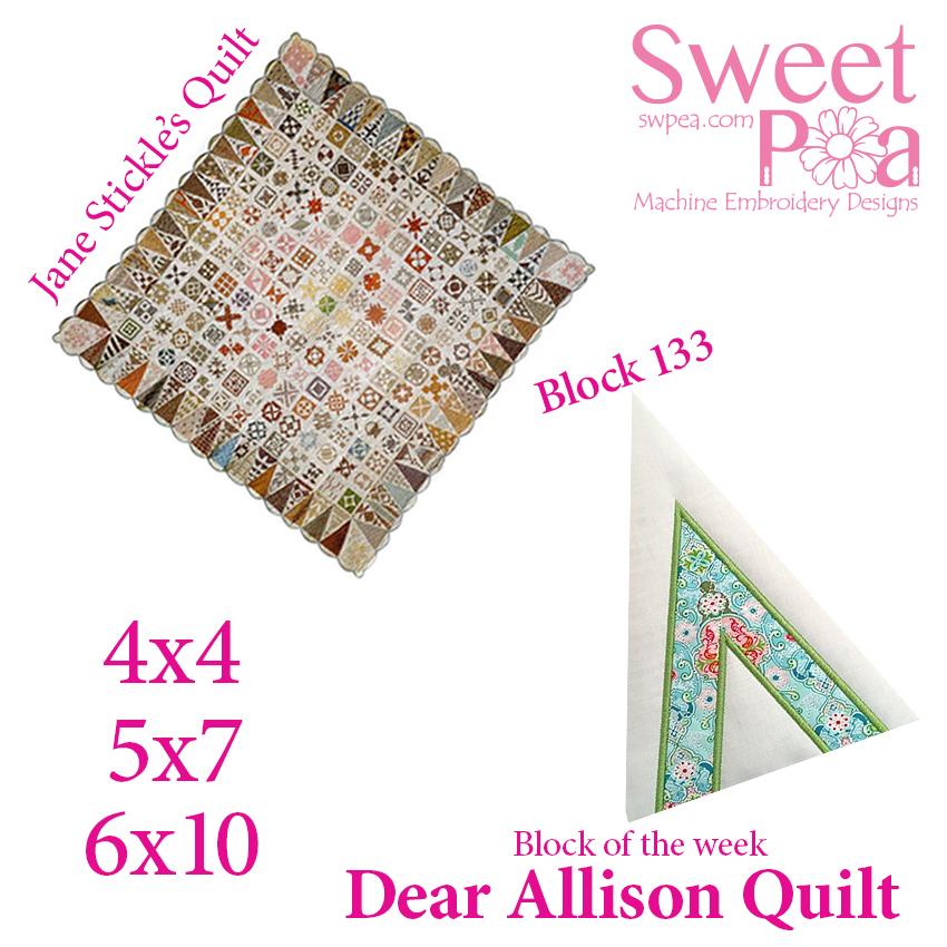 Dear Allison quilt block 134 and BONUS border block 133 in the 4x4 5x5 6x6 hoop machine embroidery design - Sweet Pea Australia In the hoop machine embroidery designs. in the hoop project, in the hoop embroidery designs, craft in the hoop project, diy in the hoop project, diy craft in the hoop project, in the hoop embroidery patterns, design in the hoop patterns, embroidery designs for in the hoop embroidery projects, best in the hoop machine embroidery designs perfect for all hoops and embroidery machines
