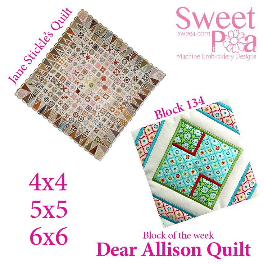 Dear Allison quilt block 134 and BONUS border block 133 in the 4x4 5x5 6x6 hoop machine embroidery design - Sweet Pea Australia In the hoop machine embroidery designs. in the hoop project, in the hoop embroidery designs, craft in the hoop project, diy in the hoop project, diy craft in the hoop project, in the hoop embroidery patterns, design in the hoop patterns, embroidery designs for in the hoop embroidery projects, best in the hoop machine embroidery designs perfect for all hoops and embroidery machines