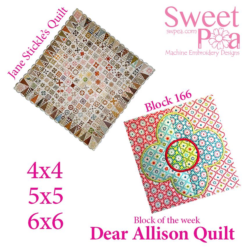Dear Allison quilt block 166 and BONUS border block 167 in the 4x4 5x5 6x6 hoop machine embroidery design - Sweet Pea Australia In the hoop machine embroidery designs. in the hoop project, in the hoop embroidery designs, craft in the hoop project, diy in the hoop project, diy craft in the hoop project, in the hoop embroidery patterns, design in the hoop patterns, embroidery designs for in the hoop embroidery projects, best in the hoop machine embroidery designs perfect for all hoops and embroidery machines