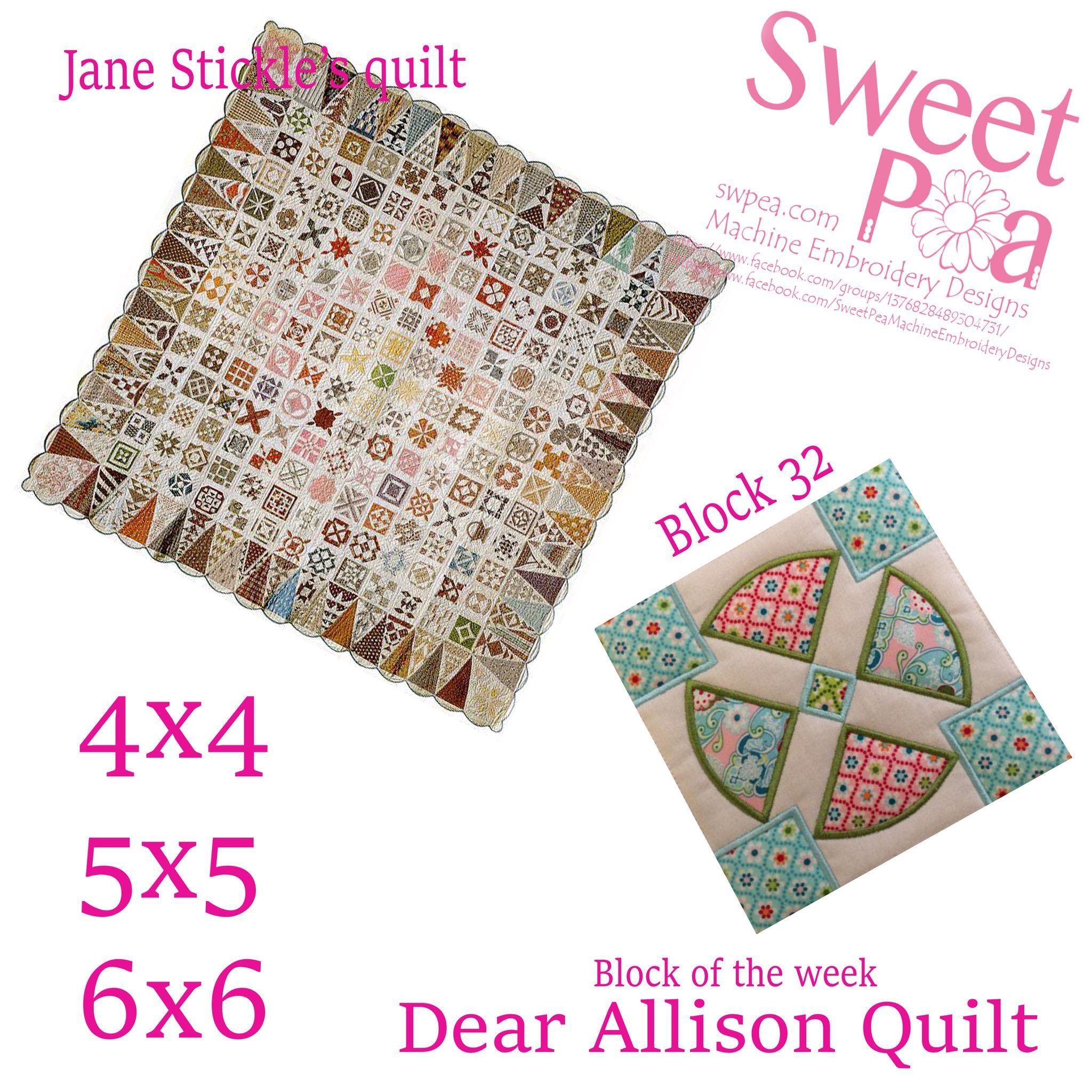 Dear Allison block 32 - Sweet Pea Australia In the hoop machine embroidery designs. in the hoop project, in the hoop embroidery designs, craft in the hoop project, diy in the hoop project, diy craft in the hoop project, in the hoop embroidery patterns, design in the hoop patterns, embroidery designs for in the hoop embroidery projects, best in the hoop machine embroidery designs perfect for all hoops and embroidery machines